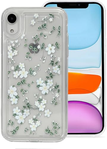 Reevermap for iPhone XR Case Flowers Transparent Soft TPU for iPhone XR Phone Case Slim Shockproof Silicone Clear Bumper Shell Back Cover for Women Girls, Flower