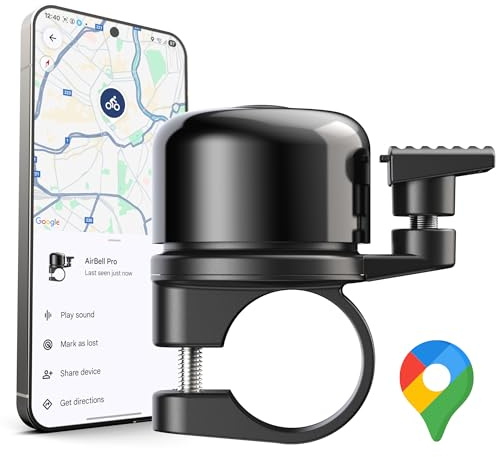 AirBell Pro für Android - Fahrradklingel mit integriertem Tracker, kompatibel mit Google Mein Gerät Finden Netzwerk (22.2mm Standard Lenker)