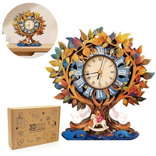 Cutywood 3D Wooden Puzzles for Adults, Tree of Life Clocks with Timepiece | Wooden Model Kits for Adults, Animal 3D Jigsaw Puzzles Home Decor/Birthday Gifts for Friends/Family Game Night (10.9*11.3in)