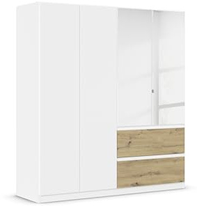 Rauch Möbel Costa, Kleiderschrank, Farbe Weiß, Breite 181 cm | Schrank, 4-türig, Spiegel, 2 Schubladen, Push-to-open, Zubehör Premium, für Schlafzimmer, Kinderzimmer, Babyzimmer, Garderobe