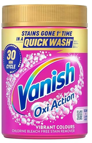 Vanish Oxi Action Stain Remover Powder 470g – Chlorine Bleach Free Laundry Stain Remover for Vibrant Colours, Removes Tough Stains, Suitable for Quick Wash Cycles & Everyday Washing Machine Use