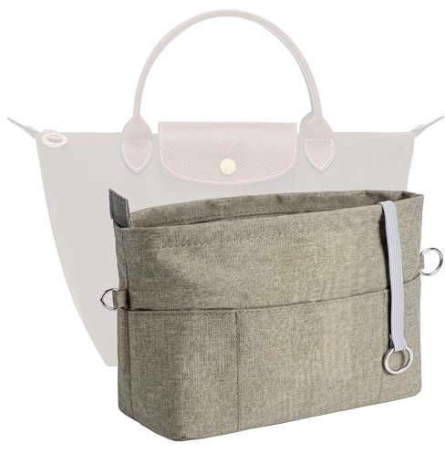 GoTiling Taschen Organizer für longchamp Tasche Le Piage, Taschenorganizer für Damen Tote Bag Organizer, Oxford Handtaschen Organizer mit Schlüsselanhänger (Braun, Extra Klein)