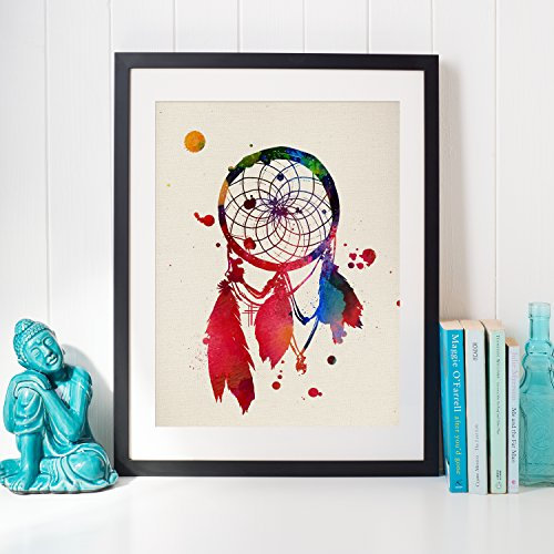 Nacnic Traumfänger Aquarell Poster. Wasserfarbe Stil Wanddekoration Abbildung von bunten Malereien. Verschiedene kreative und mehrfarbige Bilder ohne Rahmen. Größe 24x30cm.