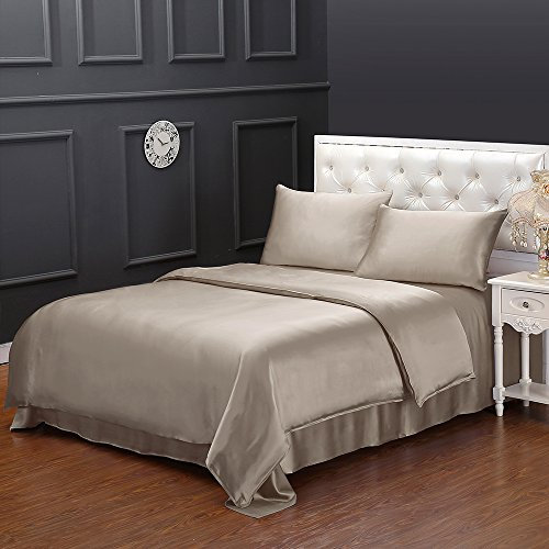 LilySilk Seide Bettbezug 135x200cm Bettbezüge mit edlem Schlafkomfort in 100% Seide von 19 Momme,Taupe
