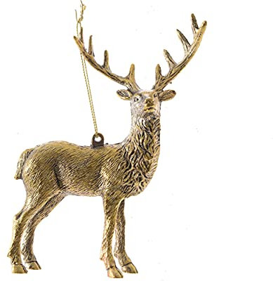 Unbekannt Kunststoff-Hirsch m/Haenger 5 x 11 x 14 cm Gold Antik WK
