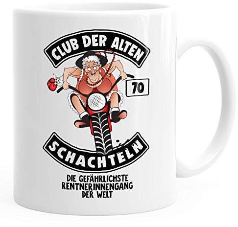 MoonWorks Geburtstags-Tasse Club Der Alten Schachteln Geschenk-Tasse für ältere Frauen Kaffee-Tasse Runder Geburtstag 70 weiß Unisize