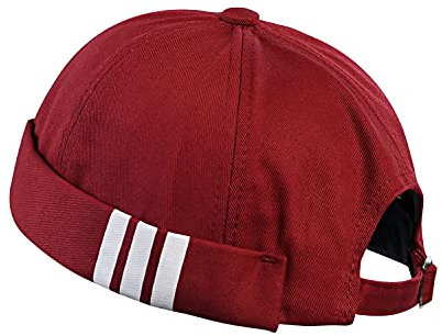 CLAPE Herren Kappe Ohne Schirm Baumwolle Dockermütze Docker Cap UV-Schutz Seemannsmütze Verstellbar Hafenmütze Retro Beanie Watch Cap Red CT12