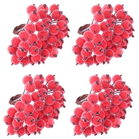 TUPARKA 160Pcs Rot Holly Beeren Weihnachten Dekoration Weihnachtskranz Dekoration Künstliche Holly Berry zum Basteln Geschenken Dekoration (Rot Matt)