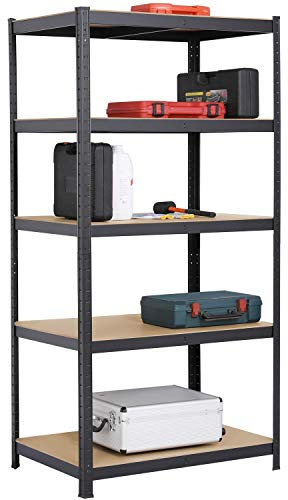 Yaheetech Estantería Metálica de Almacenaje 180 x 90 x 60 cm 5 Niveles Estante de Pie para Trastero Garaje Sótano Cocina Carga de 875 kg