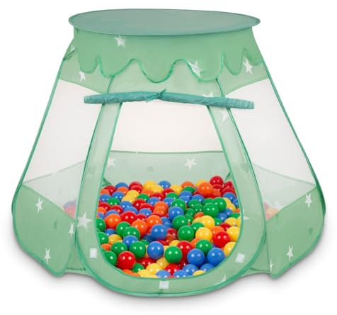 Selonis Tente 105X90cm/300 Balles Château avec Les Balles Plastiques Piscine À Balles pour Enfants, Menthe:Jaune/Vert/Bleu/Rouge/Orange