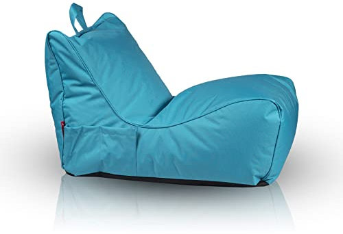 Ecopuf - Pouf Sessel Outdoor Chaise Longue - Sitzsack mit Staufach und Griff - Robuster Stoffsack - Entspannungssessel - Wohnungseinrichtung - Hellblau Nc7