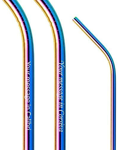 Personalised Curved Rainbow Multicoloured Metal Straw 6mm With Free Engraving by MYLEE London ML326