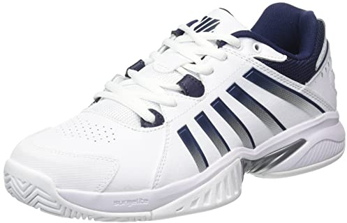 K-Swiss Mens Receiver V Tennis Shoe, White Peacoat Silver, 10 UK