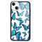 MAYCARI Cute Blue Butterfly Phone Case Compatible with iPhone 13 mini 5.4'', Hard Back Case with Soft TPU Bumper for Girls Children Women Protective Phone Case for iPhone 13 mini