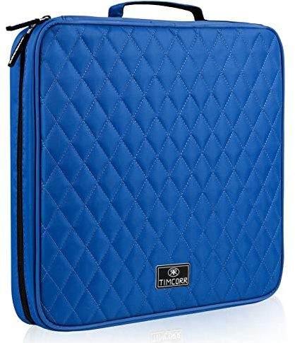 TIMCORR CD Case DVD Holder Storage: 160 Capacity DVD Cases Organizer Portable Wallet Storage - CD Plastic Protective Carrying Binder for Home Travel (Blue)