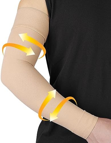 beister Medizinische Kompression Arm Sleeve Damen & Herren (1 Stück), 20-30 mmhg Kompressionsärmel mit Gepunktetem Silikonband, Ellbogenbandage, Armbandage für Krampfadern, Lymphödem, Arthritis.
