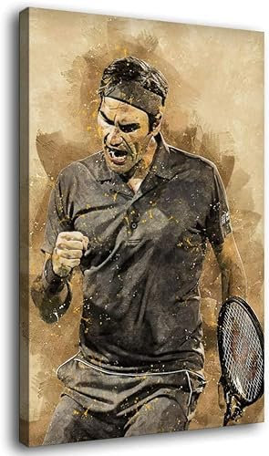 HRTNS Leinwand Bilder Kunst Roger Federer Leinwand-Kunstposter für Veranda-Dekor Malerei Poster Druckt Gedruckte 23.6x35.4(60x90cm) Kein Rahmen