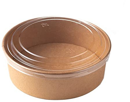 MUNDDY® Tazón 1000ml desechable 50 pieza con Tapa de Ensalada y Sopa marrón Redondo. Sopa compostables cartón Kraft-ensaladera Revestimiento Interior de PLA I Platos Cuencos para Llevar sin plástico