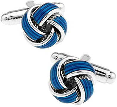 Manschettenknöpfe Herren Silber Knoten, Manschettenknöpfe mit Gravur Blau Kupfer Cufflinks Schmuck Geschenk