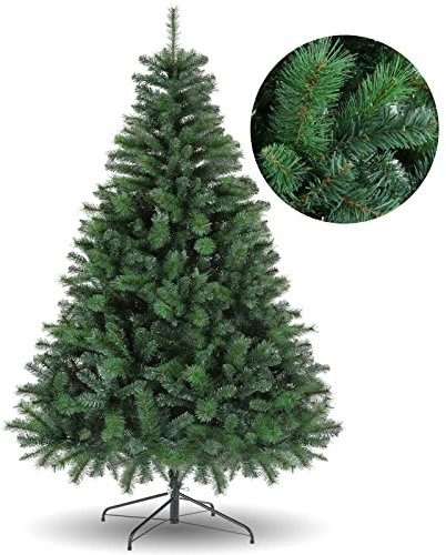 Künstliche Weihnachtsbäume mit 500 Zweigspitzen, faltbarem Standfuß, Metallscharnieren und einfach zu montierendem, grünem Weihnachtsbaum für Home Office Shop Party Dekoration
