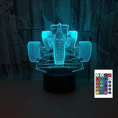 SUPERRUIDALONG 3D-Lampe, Rennauto-Nachtlicht, Fernbedienung, Power-Touch-Tisch, Schreibtisch, optische Illusion, Lampen, 16 Farbwechsel, Heimdekoration, Weihnachten, Geburtstagsgeschenk