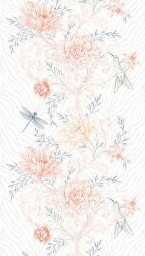 A.S. Création Livingwalls Vliestapete - 3D Tapete Blumen in Orange, Blau und Creme - Wandtapete für verschiedene Räume - Wandbild XXL 2,80 m x 1,59 m