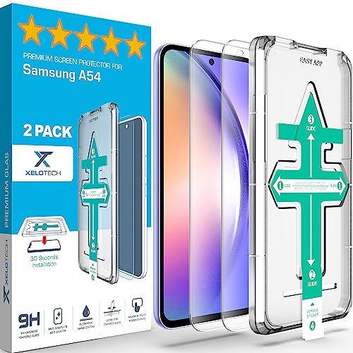 XeloTech Schutzglas für Samsung Galaxy A54, aus Panzerglas, 9H+ Härte, 2 Stück