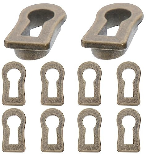 Homoyoyo Furniture Lock Decoration 10pcs Zinc Alloy Keyhole Cover Stamped Brass Decorative Keyhole Insert Escutcheon Plate Antique for Dresser Drawer Lock Decoration