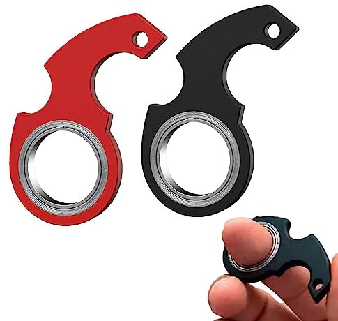FAMIDIQGO 2 Stück Schlüsselanhänger, Fidget-Spinner-Schlüsselanhänger, Spinner-Spielzeug, für Endlosen Spaß und Konzentration, für Stress Abbauen(Schwarz, Rot)