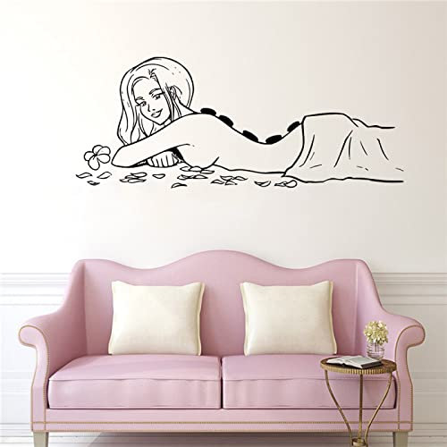Wand Vinyl Poster Applikation Wandbild Raum Design Stil Spa Schönheitssalon Thai Massage entspannendes Mädchen professionelle Fußdekoration 42x103 cm