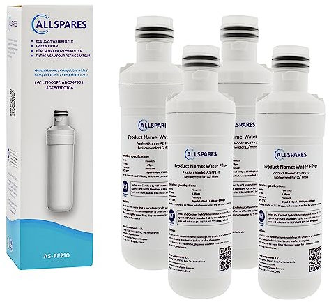 AllSpares Wasserfilter für Kühlschrank geeignet für LG LT1000P / AGF80300704 / ADQ74793501 (4 Stück)