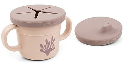 Done by Deer Foodie Snack & Trinkbecher Set Wally Rosa, 3-in-1 Kinderbecher – becher, trinklernbecher und snackbecher - Plastikbecher: 100% PP, Deckel: 100% Silikon alle Teile in Lebensmittelqualität