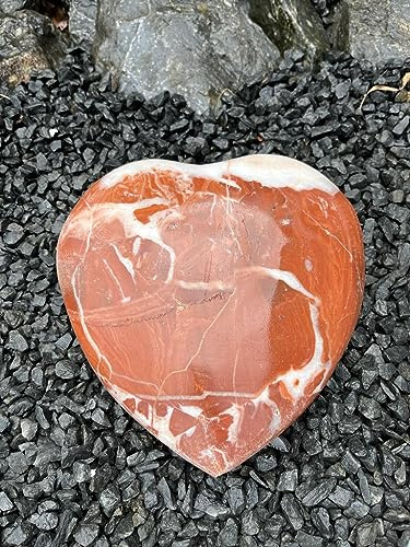 IDYL Marmor Skulptur Herz | HxBxT 4,5x22x22 cm | Dekorations Herz aus massivem Stein | Handarbeit |Stilvolle Garten-/ Wohnraumdekoration | Wetterfest