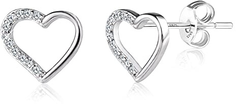 ASH'S CHOICE Orecchini Cerchio Donna Argento Cuore Zirconi Huggie | Ipoallergenici Creoli Huggie Argento Placcato Oro 14K Cerchio Orecchini Cuore Zirconi Piercing Gioielli Regalo