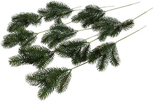 Botanic-Haus künstlicher Tannenzweig/Weihnachtszweig im Spritzgussverfahren hergestellt mit 5 Spitzen (10 Stück)