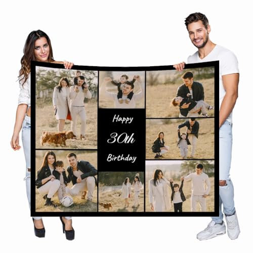Haisimiery Benutzerdefinierte Decke mit Bild Personalisierte Decke Foto Überwurf Kundenspezifische Fleece Geschenk für Erwachsene Baby Haustier 7 Fotos