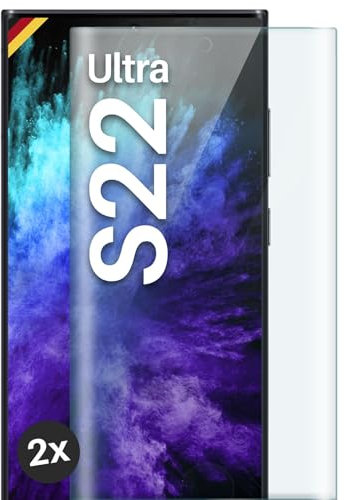 moex Full Screen Protective Glass Compatible with Samsung Galaxy S22 Ultra - Screen Protector Rimless, Full Screen, Curved 3D Protective Glass Film, Clear, 2x Clear