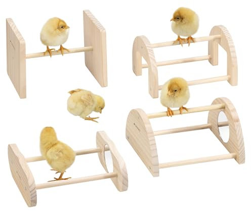 Navaris Vogel-Trainings-Spielzeug - Vogelspielzeug - Spielzeug Vögel - Vogelstange - 4er Set - Für kleine Vögel - Fördert Bewegung und sorgt für Unterhaltung - Holz