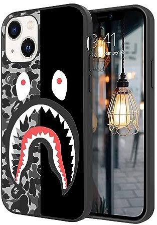 Compatible with iPhone 13 Case, Cartoon TPU Full Body Protection Shockproof Drop Protection Case(Fashion-Bape-Shark-10)