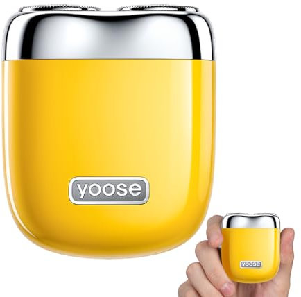 yoose Rasierer Herren Elektrisch, Tragbarer Rasierer Herren (Nass/Trocken), IPX7 wasserdicht mit USB-C Ladung & Magnetklingen - Ideal für Reisen, Outdoor, Geschäftsreisen & Auto (Gelb)