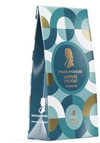 Mozart Koogles, Nougat mozartkugeln, 8er Beutel, Mozart-Kugeln aus Zartbitter-Schokolade, Gefüllt mit Marzipan, Mandeln und Haselnuss-Nougat, 136g