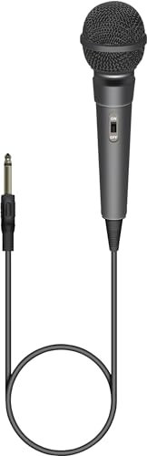 SoundLAB Dynamic Unidirectional Karaoke Microphone With Fixed 6.35mm Jack Lead 3m Length For Singing, Presentations, Practice, Home Party, Celebration, Perforamce, Adults, Portable Black