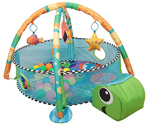Spielmatte für Babys, Babyspielmatte für Bodenspiel, Krabbeldecke Baby mit Spielbogen abnehmbarem Babyspielzeug und kleiner Ball (Grün)
