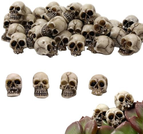 LXYYDS 20 Stück Totenkopf Deko, Mini Totenkopf Figur, Harz Totenkopf Set, Mini Schädel Totenkopf, Modell Totenschädel Deko, Mini Schädel Blumentopf Dekoration, für Dekoration für Halloween