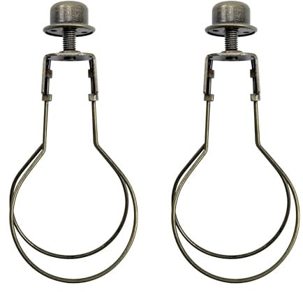ECUDIS 2 Pack Lamp Shade Light Bulb Clip Lampshade Adapter with Finial, Antique Brass