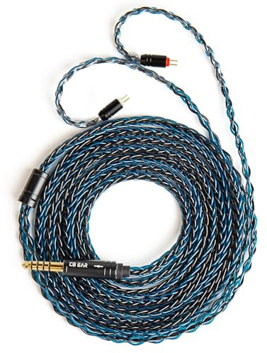 2 Meter Long 2Pin IEM Cable, in Ear Monitor Replacement Earbuds Earphone Cable, KBEAR ST12 Plus 8 Core 4N OFC Silver-plated HiFi Headphone Wire for KZ ZST/AS10/ZS10/CCA C10/C12(Blue-Black, 2PIN 4.4MM)