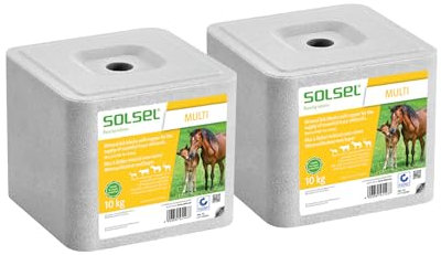 SOLSEL Leckstein Multi 20kg mit Kupfer | 2 x 10kg Mineralstoffquelle für Rinder Pferde Ziegen Wild | Spurenelemente für optimale Tiergesundheit