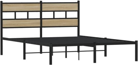vidaXL Metallbett ohne Matratze Sonoma-Eiche 160x200 cm