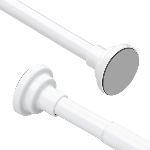 25mm Duschvorhangstange, Weiße Gardinenstange, 76-225cm Vorhangstange Ohne Bohren, Teleskopstange Duschvorhang, Spannstange