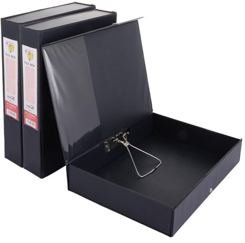 Oungy 3Pack Box Files A4, Plastic A4 File Box with Lockspring, 68mm Spine, A4 File Box A4 Document Box with Ring Pull and Catch, A4 Archive Box Box Files Foolscap for Office School Home